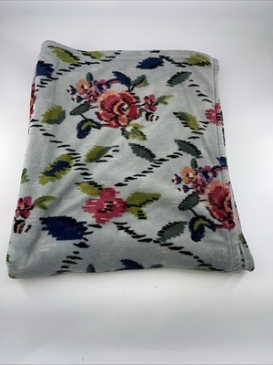 Vera Bradley Fleece Floral Home Throw Blanket  Water Bouquet 77 x 45 Cottage