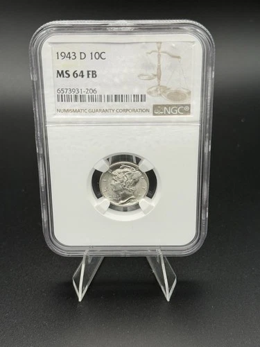 1943-D Mercury Silver Dime 10c - NGC MS 64 FB Full Bands ~ Free Shipping