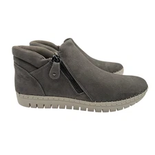 BELLA VITA WOMENS CAMBERLY ATHLEISURE BOOTIE GRAY SUEDE LEATHER 8.5W WIDE NEW