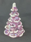 Vintage Fenton Pink Flocked Iridescent 4" Tall Christmas Tree - MISSING CHARM