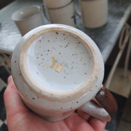 Vintage Otagiri Japan Style Speckled Stoneware Owl Floral Coffee Mugs Set Of 6 - Picture 3 of 9