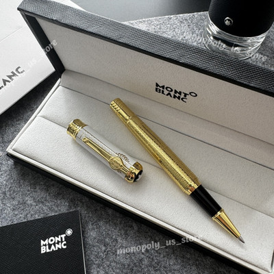 Montblanc Fine Writing Rollerball Pen Gold White Luxury Gift Box