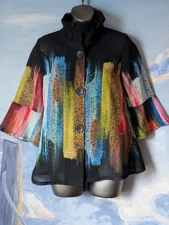 NEW! Damee PM Colorful Button -Front Blouse W/Pockets