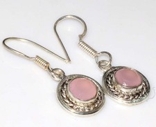 Pendientes enchapados en plata 925 calcedonia rosa 1,5" regalo para hija moda GW