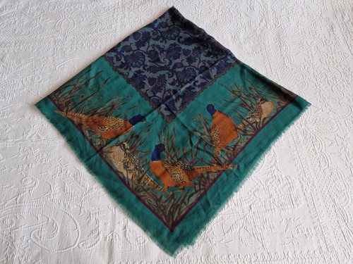 Richel paris vintage women wool stole scarf shawl with bird print large size - Picture 7 of 24
