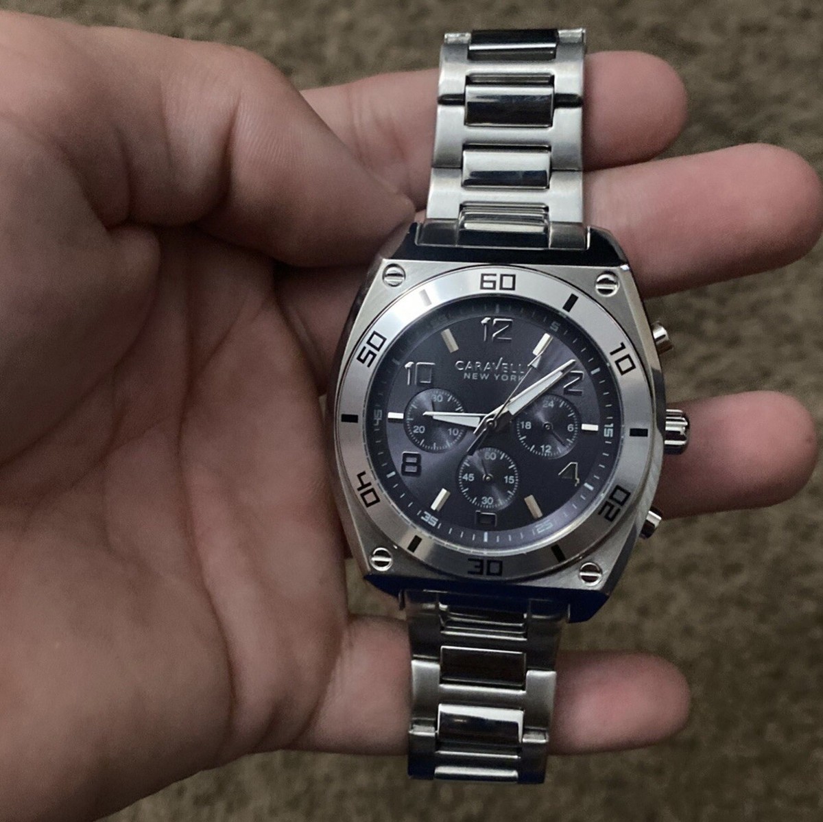 CARAVELLE NEW YORK MENS WRISTWATCH 43A120 NIB QUARTZ CHRONOGRAPH