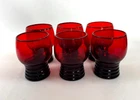 6 vintage Anchor Hocking Glass juice or cocktail glasses ROYAL RUBY c.1939-1960s