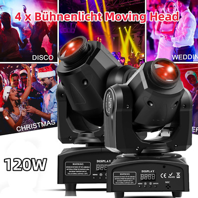 4 x Beam Moving Head Bühnenlicht RGBW LED 8 GOBO Spot DMX Spot Party Show Neu