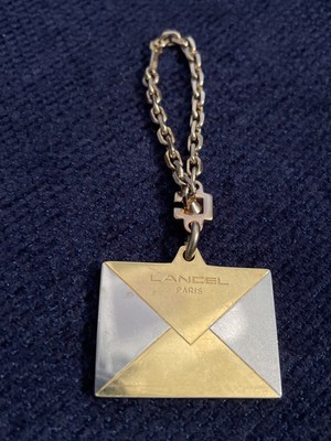 Vintage Lancel Paris Silver & Gold Envelope Charm Bag Purse 