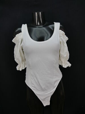 Size 40 costume body bodysuit white cotton blend Stockerpoint with lace TB5228