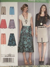 Easy OOP SIMPLICITY 2257 Misses Slim & Flared Skirts n 2 lengths PATTERN 8-16 UC