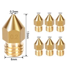 20pcs 0.2/0.3/0.4/0.5/0.6/0.8/1.0mm 3D Printer Extruder Nozzles MK8 Brass 1.75mm