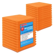 Microfiber Cleaning Cloth Rag Wash Towel 24-PK Car Wash Wax Detailing Wipe Sweep