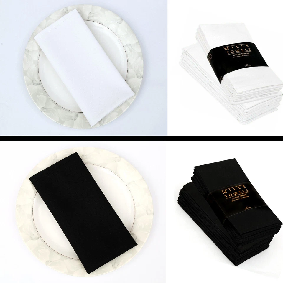 12 Pack Napkins Table Linen Dinner Cloth Poly Cotton Hotel Wedding 45 cm x 45 cm - Image 2 of 4
