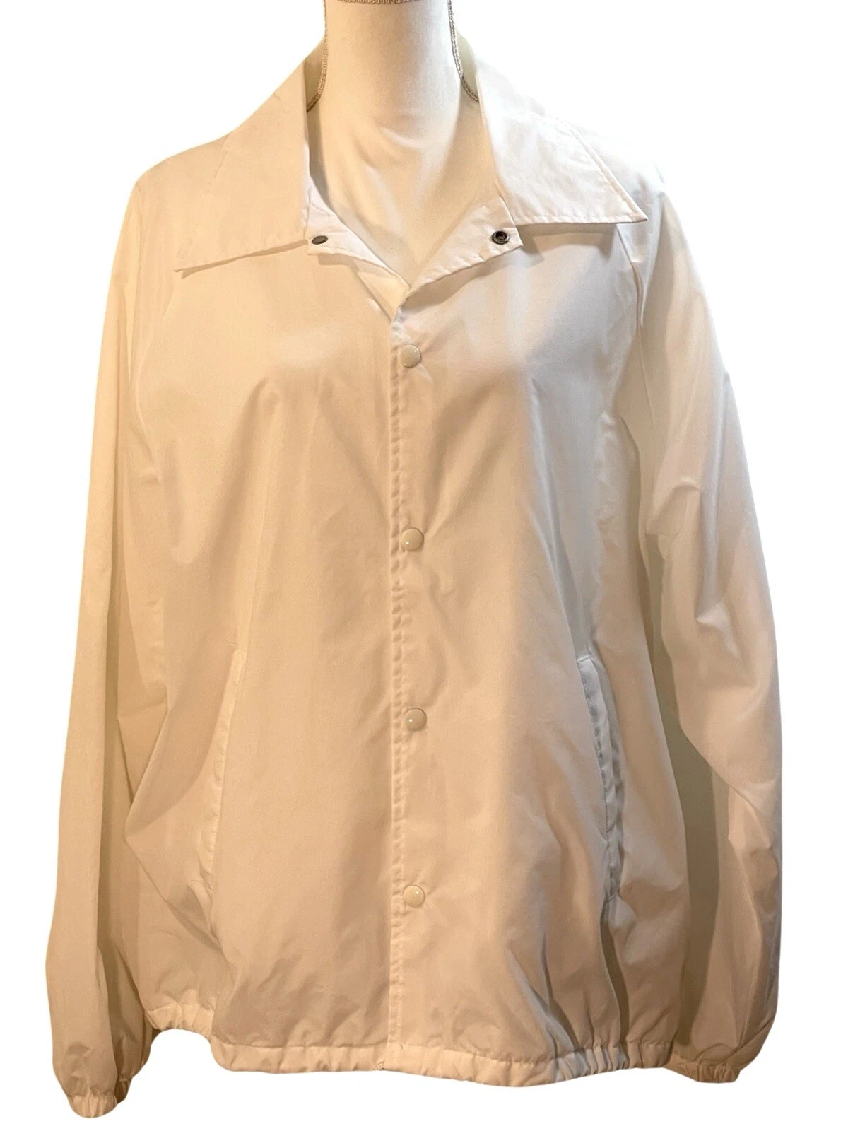 AUBURN SPORTSWEAR White Windbreaker Snap Closure Jacket Men’s Size XL