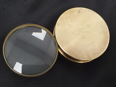 Ford Brass Magnifying Glass Paperweight Vintage Advertising Service Award