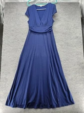 Anrabess Dress Womens Medium Short Sleeve Blue Long