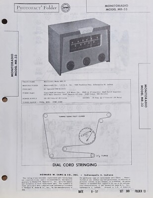 SAMS PHOTOFACT SERVICE MANUAL 369-13 MONITORADIO MODEL MR-33