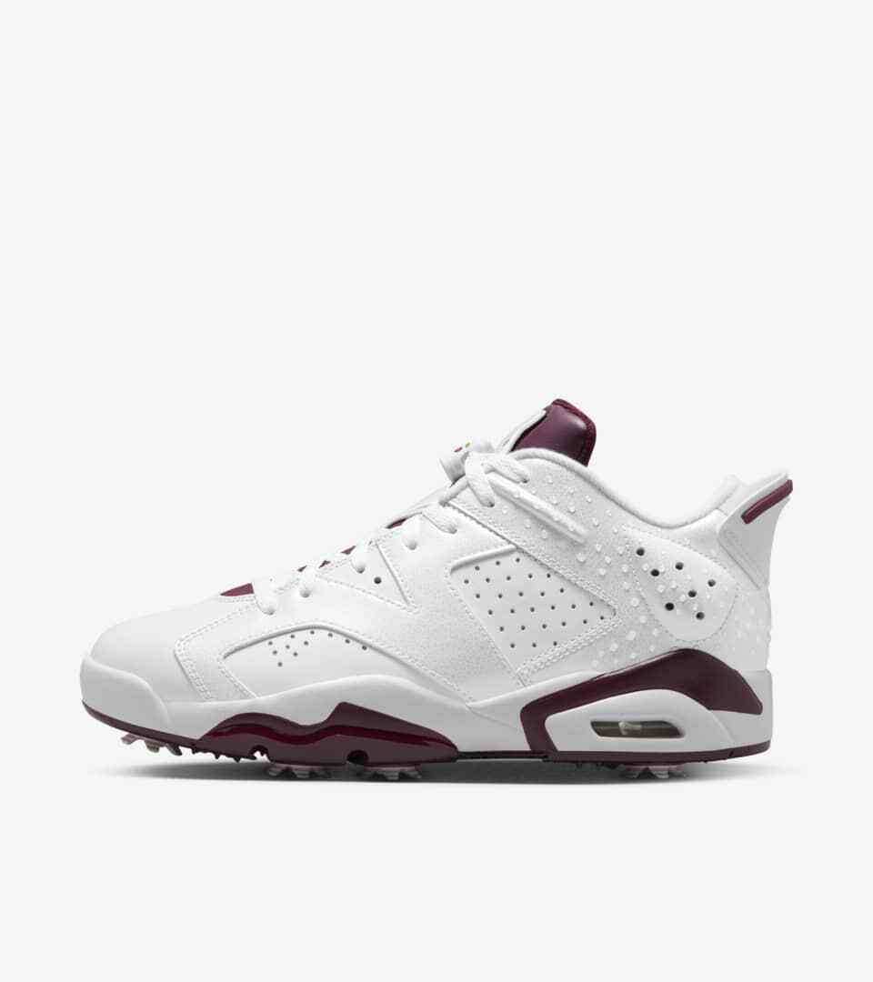Nike Golf Air Jordan 6 Men's Golf Shoes White and Bordeaux Nike Golf Air Jordan 6 Men's Golf Shoes White and Bordeaux
