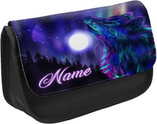 Personalised Wolf Pencil Case Boys School Stationary Bag Wolves Cute Gift KSU14