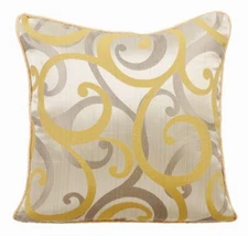 Pillow Case Yellow 16"x16", Square Silk Scrolls Pattern - Scrolling All The Way