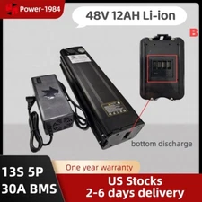 B 48V 12Ah EBIKE Battery Pack Lithium Ion BMS Electric Bicycle Bottom Discharge