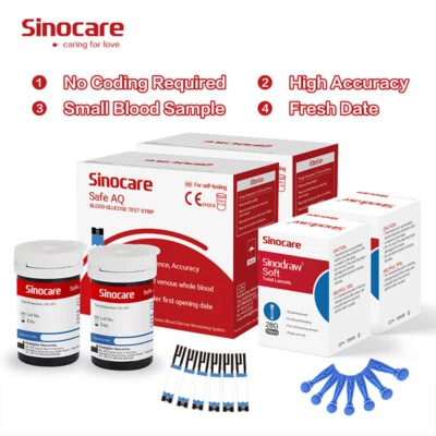 100 Strisce Reattive misurazione della glicemia for Sinocare Safe-AQ smart/voice