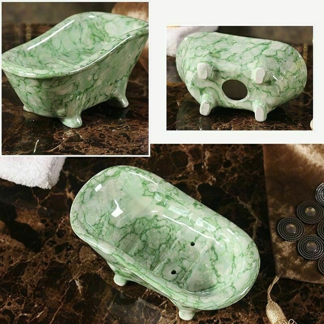 Ceramic Clawfoot Old Fashioned Bathtub Shape Soap Dish Creme English Ivy Garden eBay