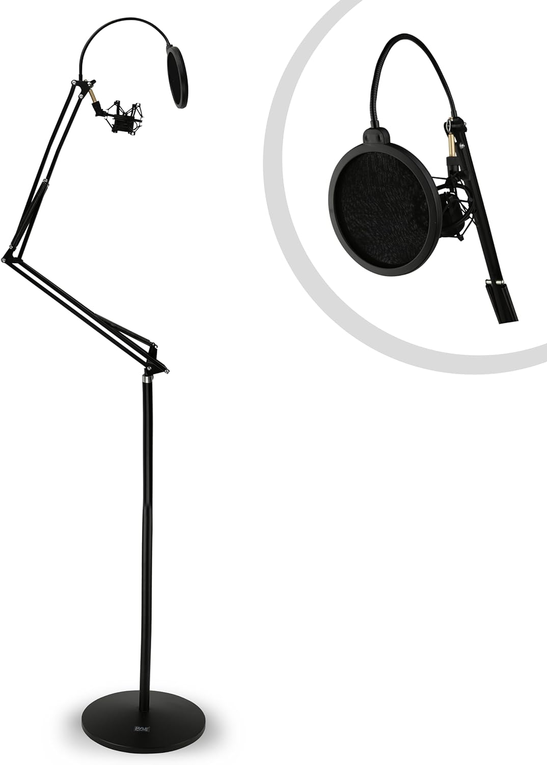 Microphone Boom Suspension Stand - Scissor Spring Arm Floor Mic Stand with Sh...-image