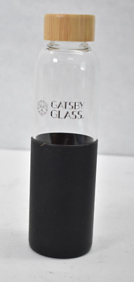 Jameson Glass Bottle 18 oz Skinny Tumbler Branded w Black Handle Cover Wood Lid