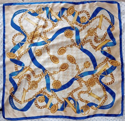 Y# LANVIN golden chains Silk Scarf 34/33 inch