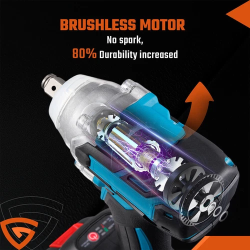 1000NM 1/2" Cordless Electric Impact Wrench Drill Gun Ratchet Driver No Battery - Picture 7 of 12