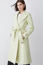 £699 - Brand New - Karen Millen - Italian Virgin Wool Belted Coat - Uk Size 12