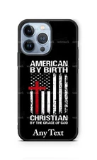 American by Birth Cross with USA Flag Christian cell Phone Case fits iphone gift