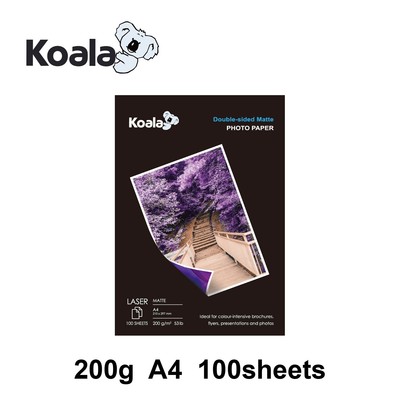 KOALA A4 Matte Laser Photo Paper – 200gsm, 100 Sheets, Double-Sided For Professional Photos, Brochures, Cards & More-282239