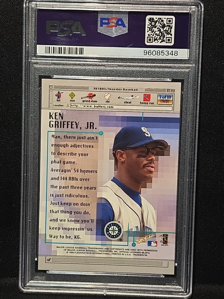 1999 Skybox Thunder Ken Griffey Jr. WWW.BATTERZ.COM SP! RARE PSA 10 GEM #3 - Image 4 of 4
