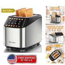 2 Slice Toaster, Fully Automatic Digital Stainless Steel Toaster with Countdo...