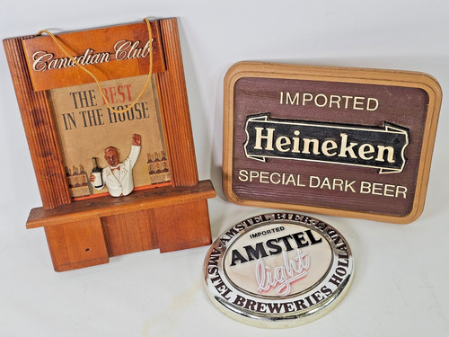 Vintage Canadian Club Bar Decor Sign Heineken Beer Amstel Light Brewery 14" N1