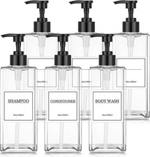 6 Pcs Shampoo  Conditioner Dispenser Bottles 16oz Modern Shower Soap Bottles