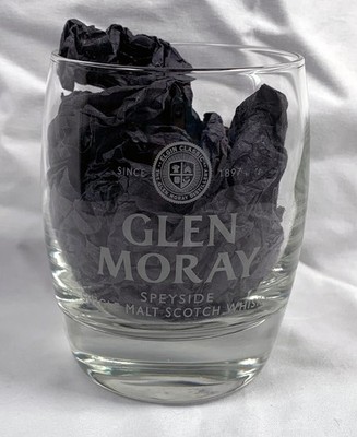 Glen Moray Speyside Single Malt Scotch Whisky Glass 8 oz Etched White logo