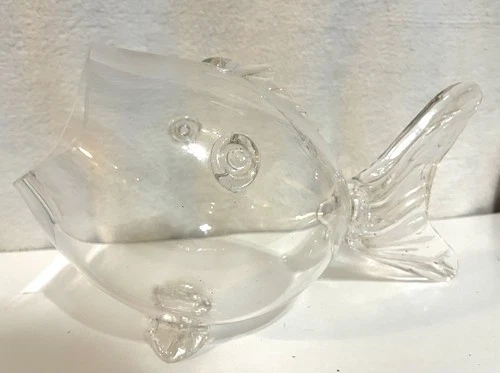 Large Blenko Style Clear Blown Glass Fish Bowl Vase Art 12" Terrarium 1960’s MCM