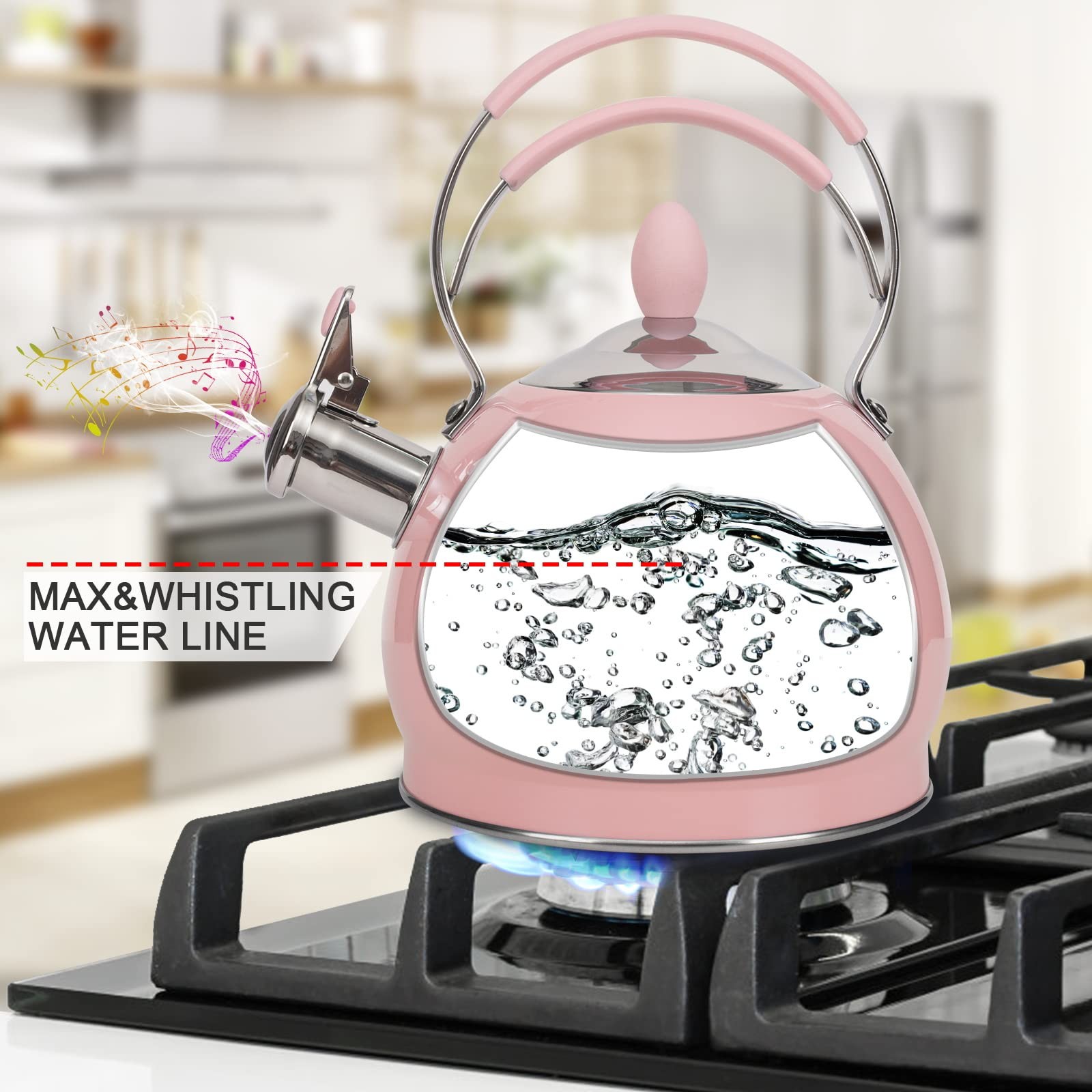 Whistling Tea Kettle Stainless Steel Teapot, Teakettle for Stovetop Induction...