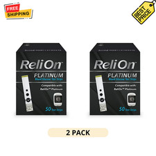 2 Pack ReliOn Platinum Blood Glucose Test Strips 50 Count Box