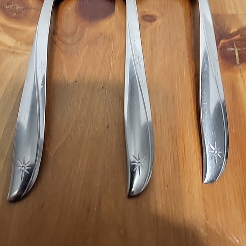 MCM Oneida Community Twin Star 3 Serving Spoons Tablespoons Atomic Starburst - Picture 5 of 17