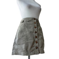 Vintage  04 Gap Gray Corduroy Snap Button Mini Skirt