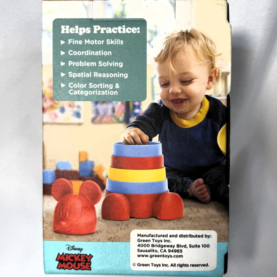 Juguete apilador Disney Baby Mickey Mouse - Juego de 7 piezas sin BPA de Green Toys EE. UU. Foto 2 de 4