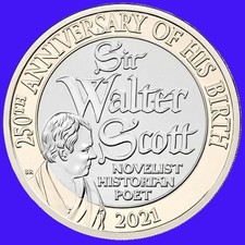 £2 Coin. SIR WALTER SCOTT TWO POUND COIN 2021 BUNC.