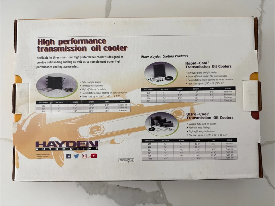 Enfriador de aceite de transmisión de alto rendimiento Hayden 516 nuevo stock antiguo Foto 2 de 3