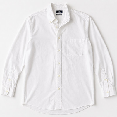 Chaps Oxford Dress Shirt Men M White Long Sleeve Button-Down Cotton Preppy