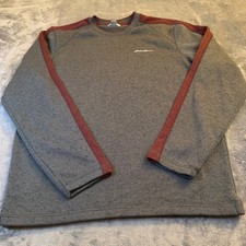 Eddie Bauer Gray Long Sleeve Crew Neck Fleece Pullover Sweater Mens Large